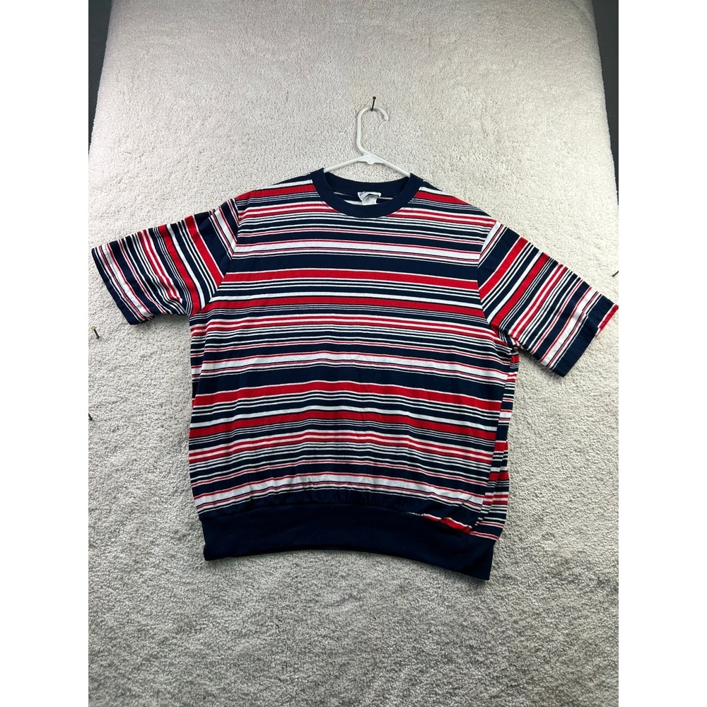 BonWorth Women's Striped Top Medium Cotton Polyester Red Navy